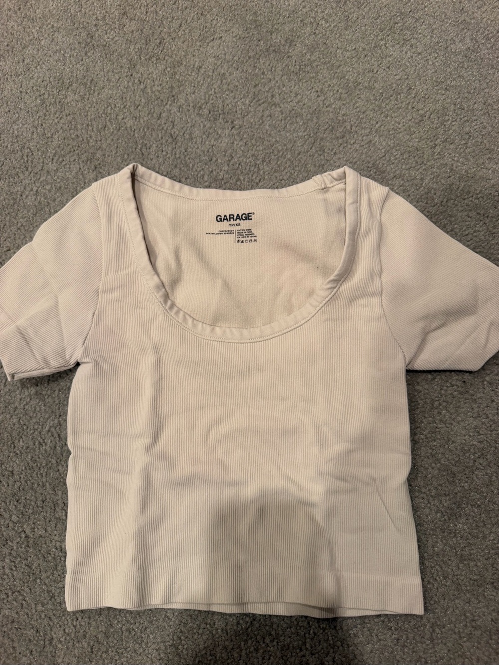 Garage Cream Scoop Neck Ribbed Top
